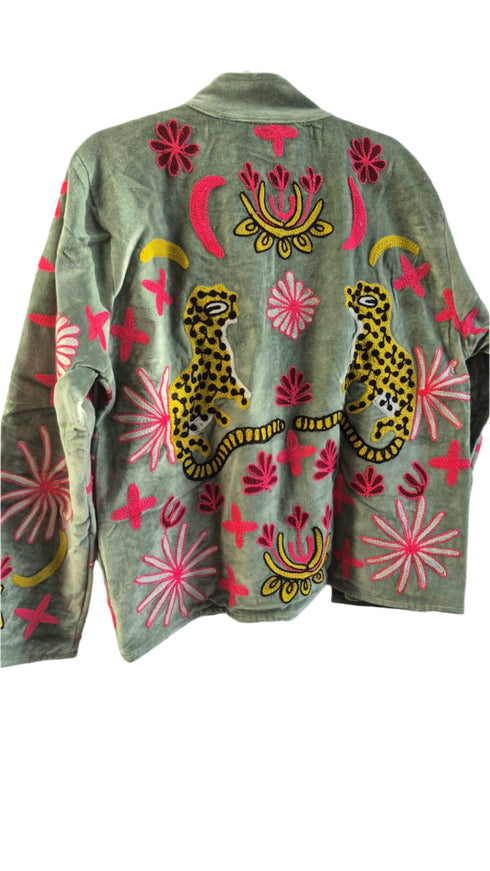 Tiger Love Velvet Moss Green